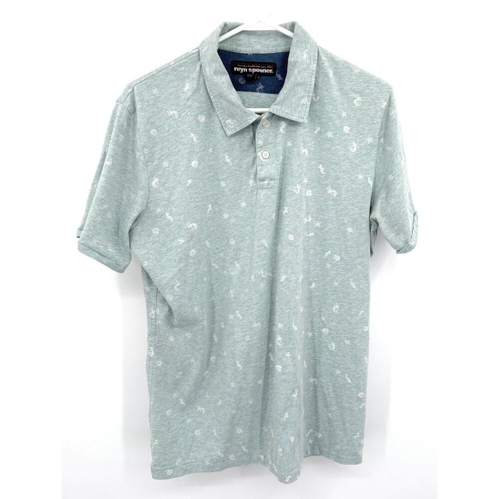 Reyn Spooner Mens Polo‎ Shirt Light Blue Sz M Short Sleeve Nautical